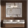 Stylowy nowoczesny designerski kinkiet LED do łazienki w kolorze chrom szklany ryflowany klosz LINEA LP-0510/1W-45 CH CCT Light Prestige IP44